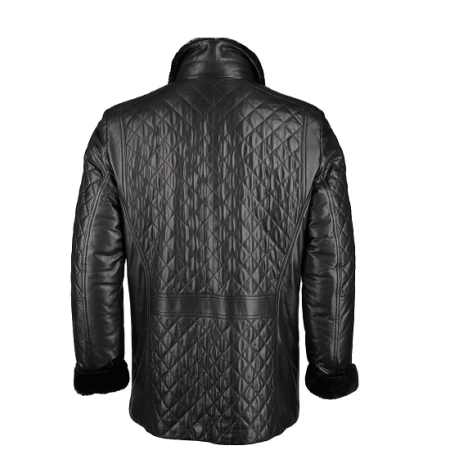 Men's Leather Sheepskin Lined Black Coat