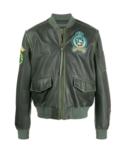 Men's Nylon Grey Patchwork Bomber Jacket1