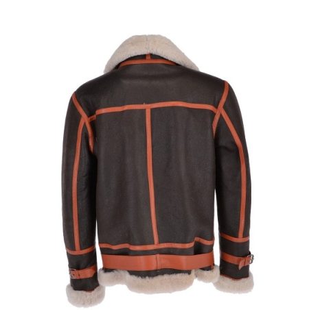 Mens Sheepskin Flying Brown Orange Jacket