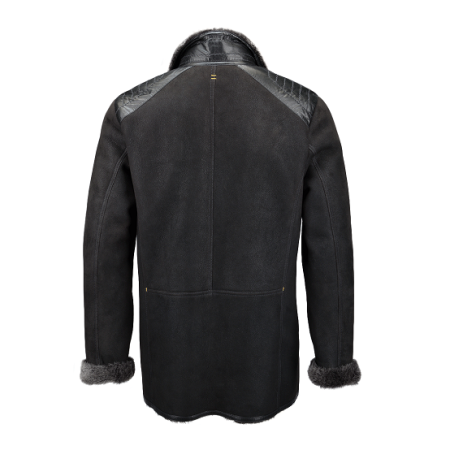 Mens Sheepskin Single Breasted Black Coat
