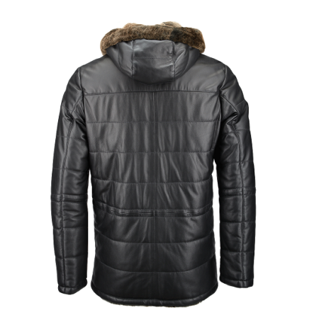 Mythos Leather Sheepskin Black Hooded Coat