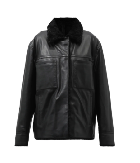 Men's Black Shearling Leather Jacket