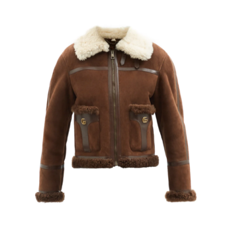 Shearling Suede Brown Aviator Jacket