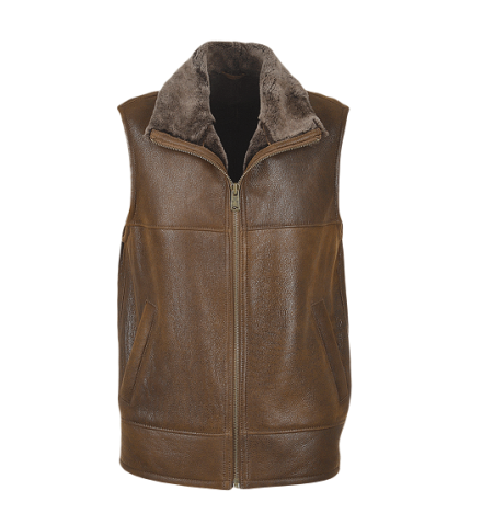 Sheepskin Gilet Tobacco Leather Vest