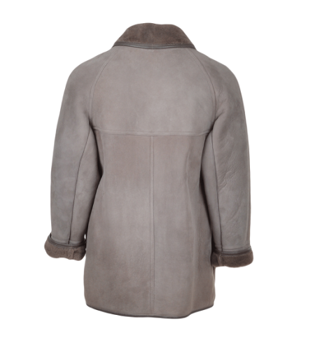 Sheepskin Suede Gray Military Coat