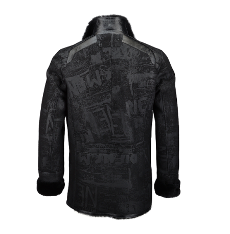 Single Breasted Graffiti Sheepskin Coat
