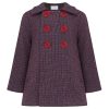 Kids Chequer Red & Blue Pea Coat