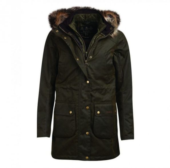 Thrunton Wax Olive Faux Fur Quilted Coat