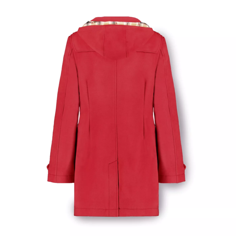 Women’s Duffle Detachable Hood Red Coat1