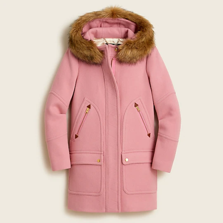 Women's Faux Fur Pink Parka Coat