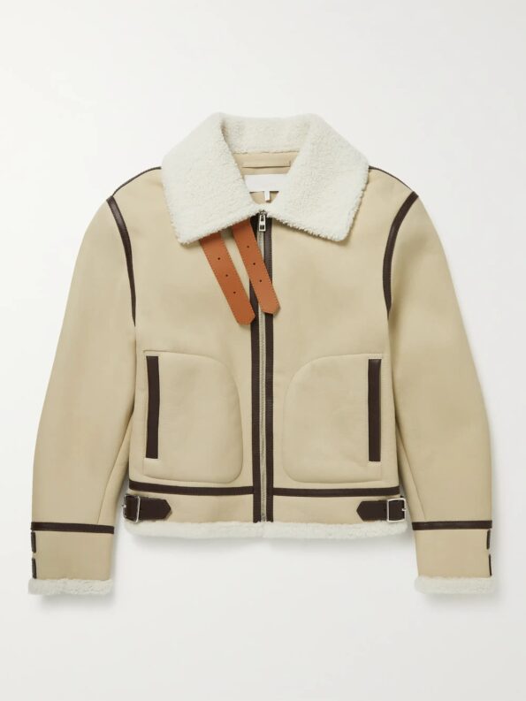 Shearling Lined Leather Aviator Jacket