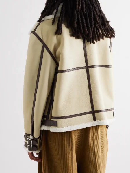 Back view of Shearling Lined Leather Aviator Jacket