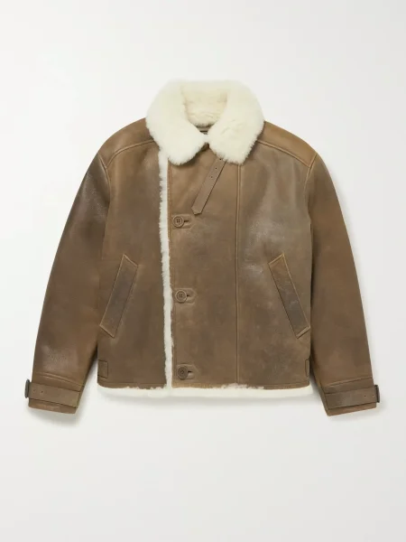 Shearling Lined Leather Aviator Jacket
