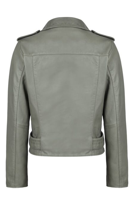 Back view of Grey Leather Motorcycle Jacket