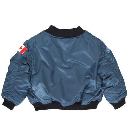 Back view of Kid's Blue Bomber Flight Jacket