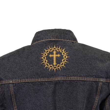 Back view of Men's Denim Military Jacket