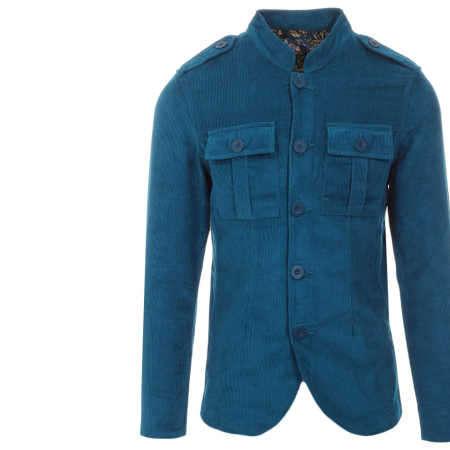 England Mod Cord Blue Tunic Military Jacket