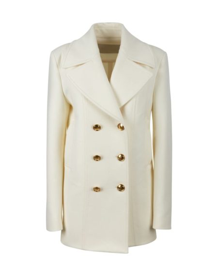 Regular Plain Ivory Pea Coat