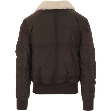 Back view of Teddy Faux Fur Collar Flight Jacket