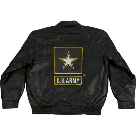 Back view of Army Leather Bomber Jacket