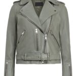 Grey Leather Motorcycle Jacket