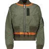 Women's Green Cropped Bomber Jacket