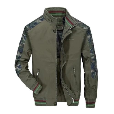 Green Camo Polyester Military Jacket