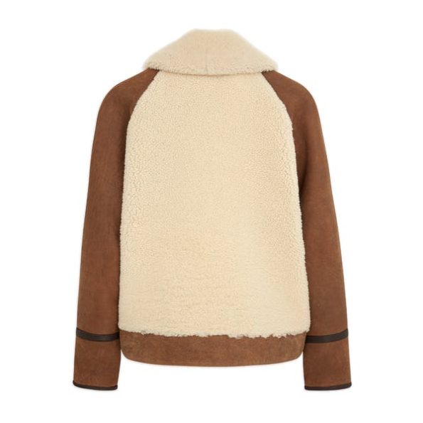 Back view of B3 Women's Shearling Brown Leather Jacket