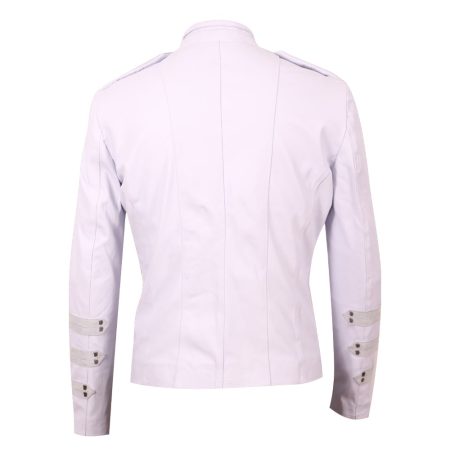 Back view of Military White Leather Parade Jacket