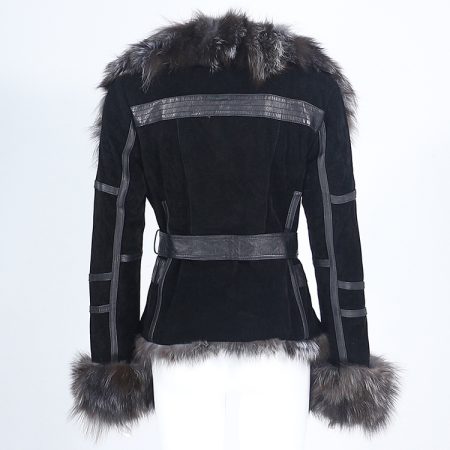 Back view of Women's Black Greige Shade Parka Jacket