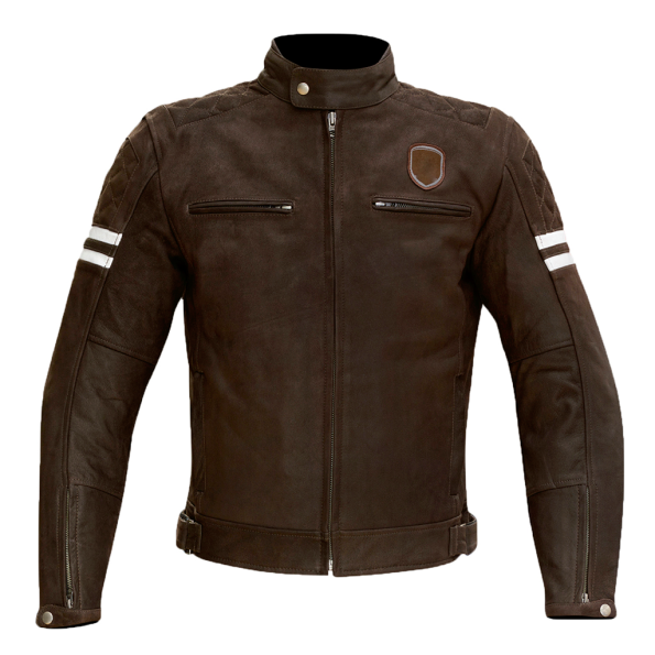 Brown Men's Moto Waxed Cotton Jacket