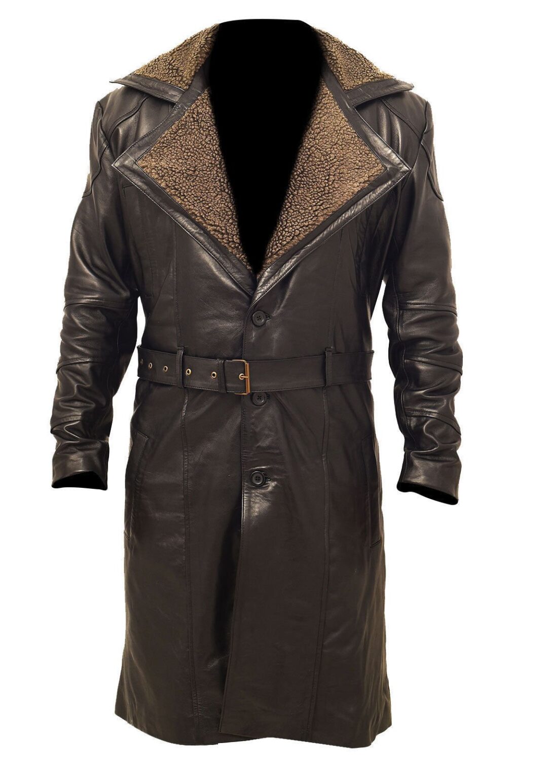 Brown Leather Long Military Coat Forces Jackets