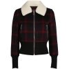Check Faux Fur Collar Flight Jacket