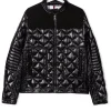Kid's Black Polyester Biker Jacket