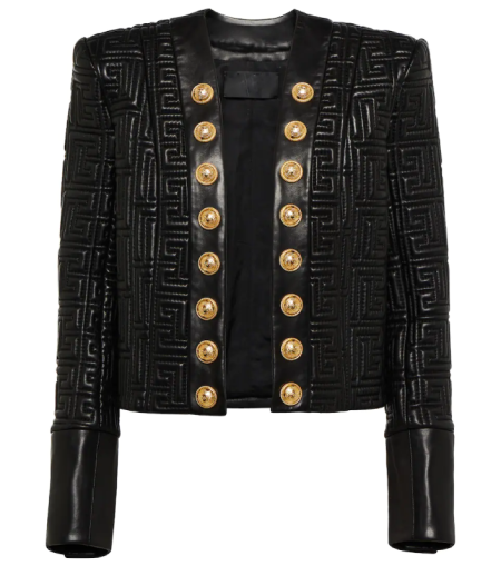 Lamb Quilted Black Leather Blazer