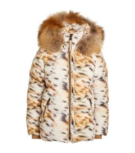 Lynx Print Puffer Parka Jacket