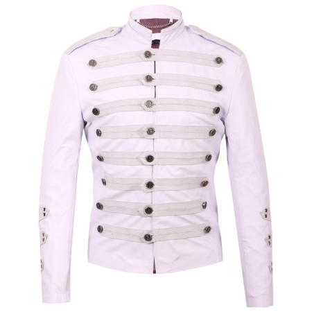 Military White Leather Parade Jacket