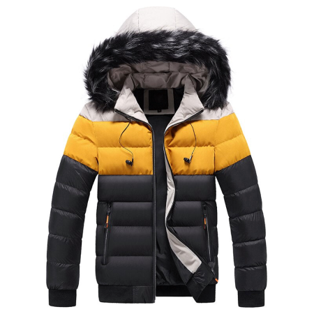 Black Parka Detachable Faux Fur Hood Jacket