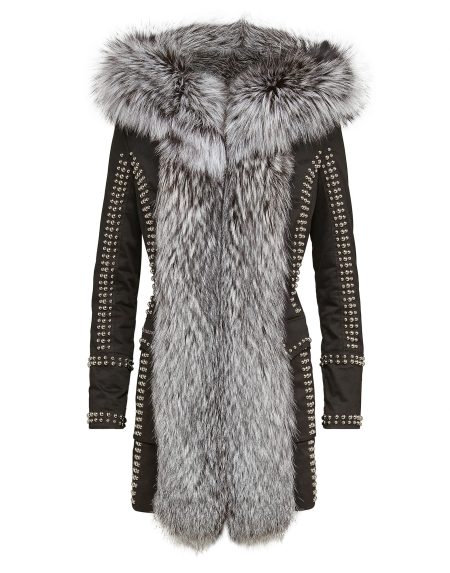 Parka Fur Leather Stud Jacket