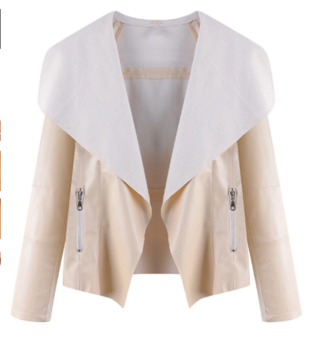 Off White Turn-down Collar Moto Jacket