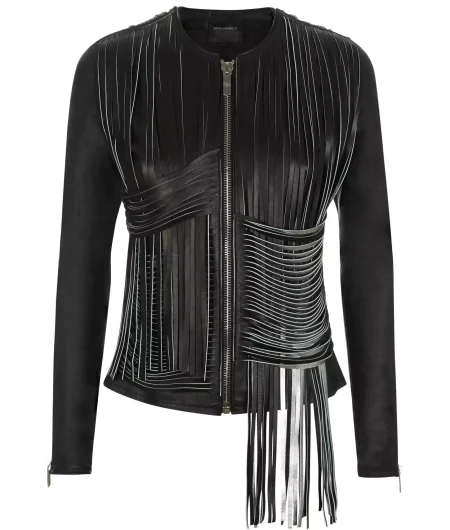 Women's Black Motorcycle Leather Jacket