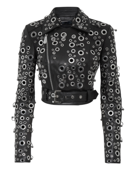 Women's Leather Biker Studs Jacket