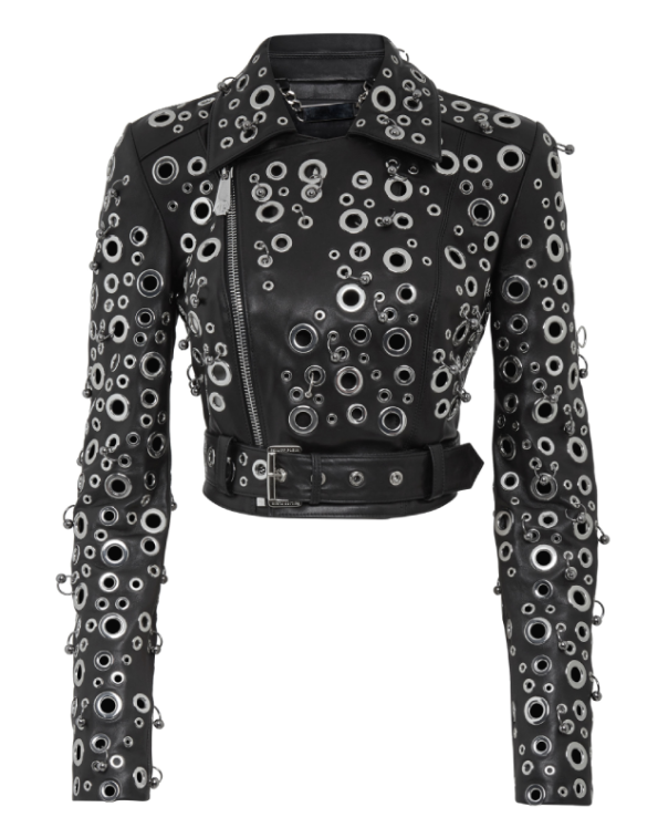 Women's Leather Biker Studs Jacket