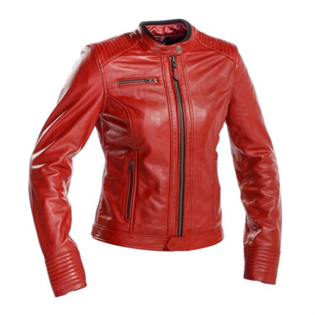 Women's Moto Red Leather Jacket