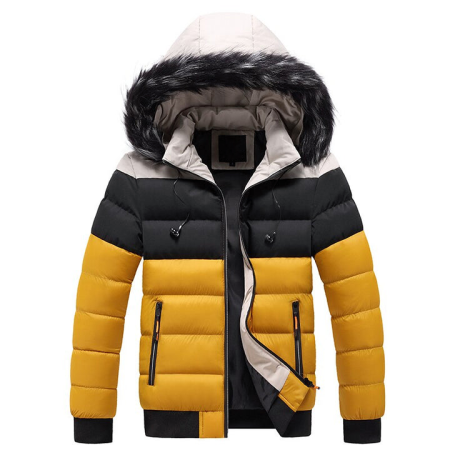 Yellow Parka Detachable Faux Fur Hood Jacket
