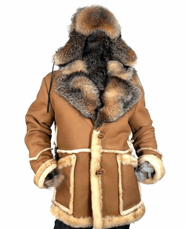 Men's Sheepskin Shearling Toggled Coat