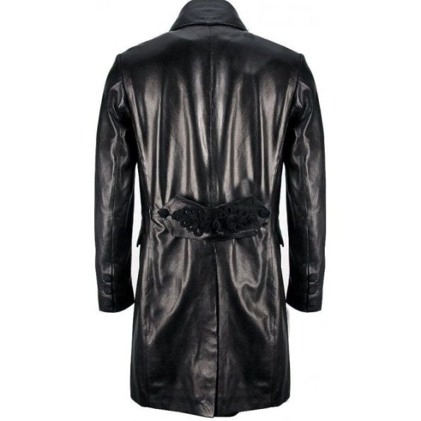 Back view of Men's Luxury Black Leather Coat