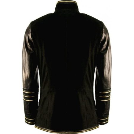 Back view 0f Men's Parade Military Black Leather Jacket
