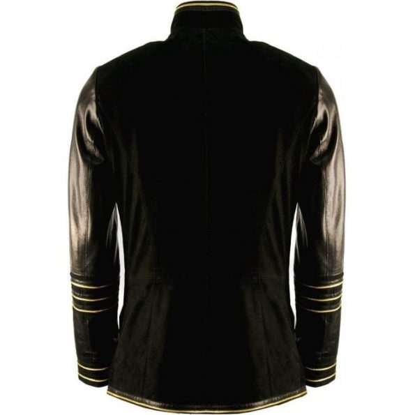 Back view 0f Men's Parade Military Black Leather Jacket
