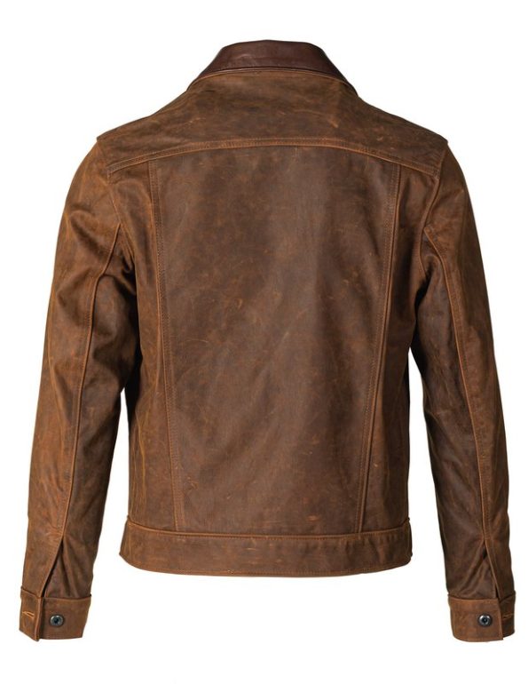 Back view of Nubuck Cowhide Mechanic's Jacketb